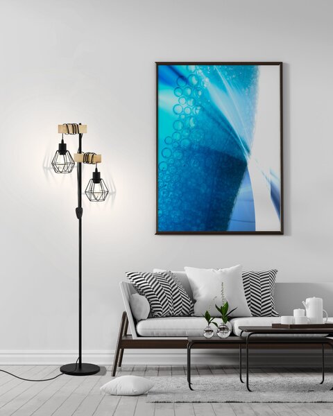 Stojací lampa TOWNSHEND 5 černý kov/světlé dřevo