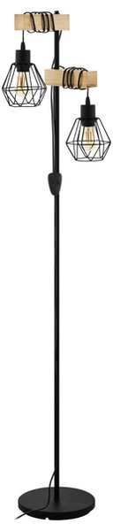 Stojací lampa TOWNSHEND 5 černý kov/světlé dřevo