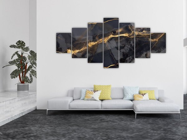 Obraz - Černo - zlatý dekor (210x100 cm)