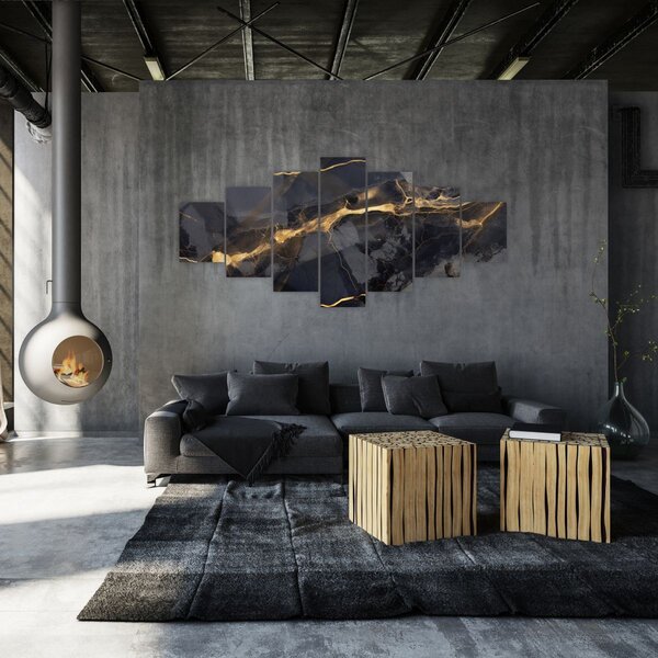 Obraz - Černo - zlatý dekor (210x100 cm)
