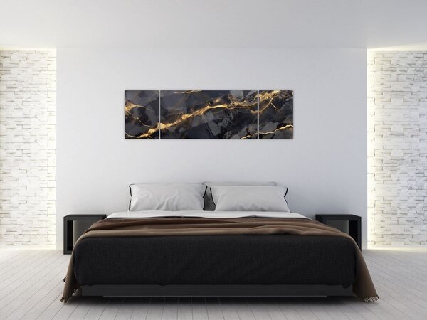 Obraz - Černo - zlatý dekor (170x50 cm)