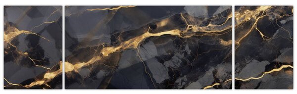 Obraz - Černo - zlatý dekor (170x50 cm)