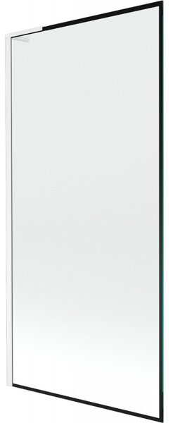 Mexen Next L, 1-křídlová vanová zástěna 90 x 150 cm, 6mm čiré sklo-černý vzor, ​​bílý profil, 895-090-000-03-70-20
