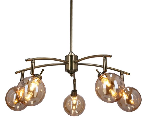 Závěsné bodové svítidlo LENTINI - 5xG9, 40W, patina / jantarové