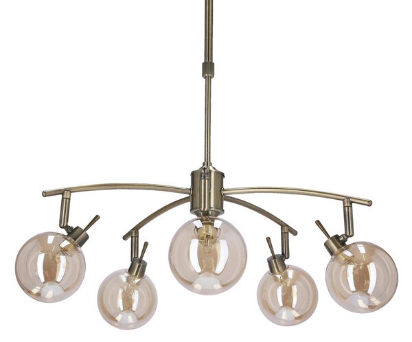 Závěsné bodové svítidlo LENTINI - 5xG9, 40W, patina / jantarové