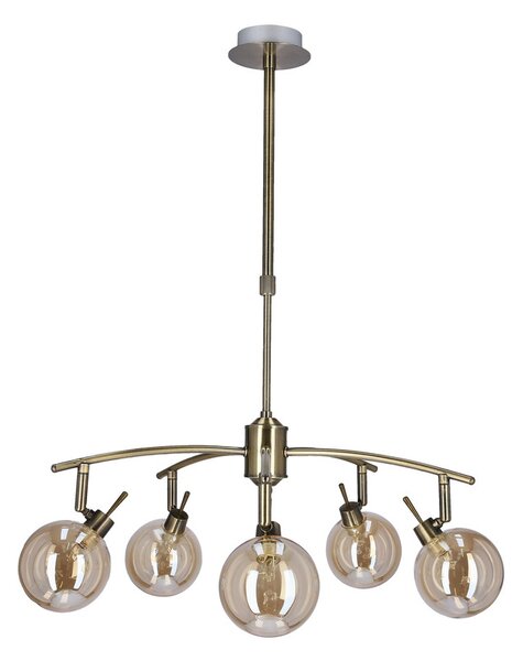 Závěsné bodové svítidlo LENTINI - 5xG9, 40W, patina / jantarové