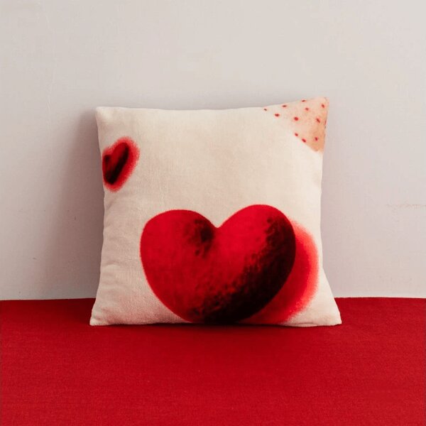 Oboustranný povlak na polštářek DUO SENSE HEARTELLE 45x45 cm mikroplyš/flanel, krémový