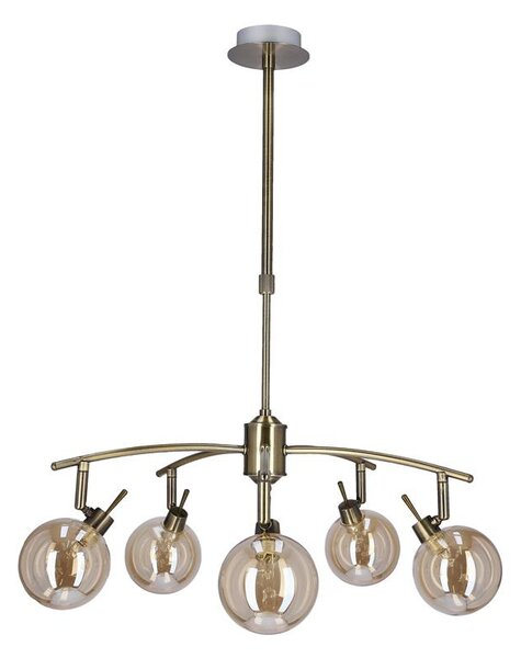 Závěsné bodové svítidlo LENTINI - 5xG9, 40W, patina / jantarové