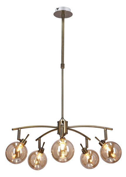 Závěsné bodové svítidlo LENTINI - 5xG9, 40W, patina / jantarové