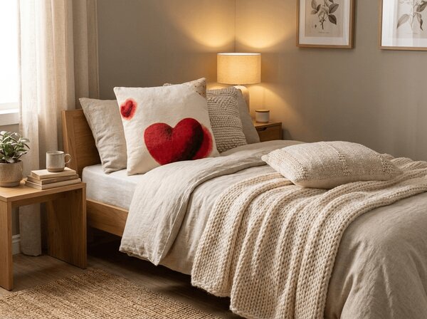 Oboustranný povlak na polštářek DUO SENSE HEARTELLE 45x45 cm mikroplyš/flanel, krémový