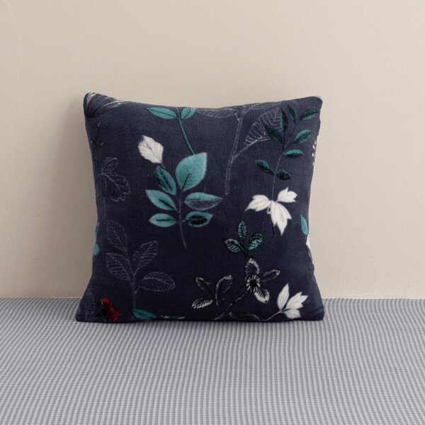 Oboustranný povlak na polštářek DUO SENSE NOCTIFLORA 45x45 cm mikroplyš/flanel, tmavě modrý