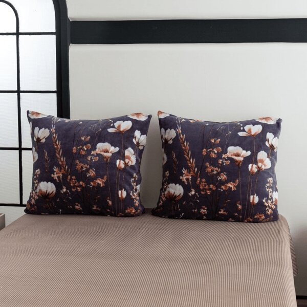 Oboustranný povlak na polštářek DUO SENSE ARVENA 45x45 cm mikroplyš/flanel, tmavě šedý