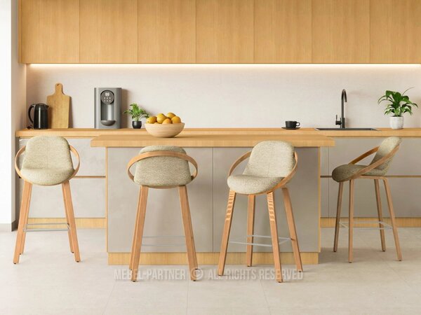 Designová barová židle HODA - dub / béžová