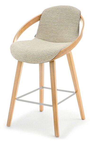 Designová barová židle HODA - dub / béžová