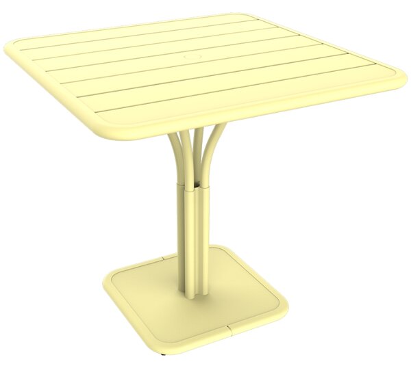 Citronově žlutý kovový stůl Fermob Luxembourg Pedestal 80 x 80 cm