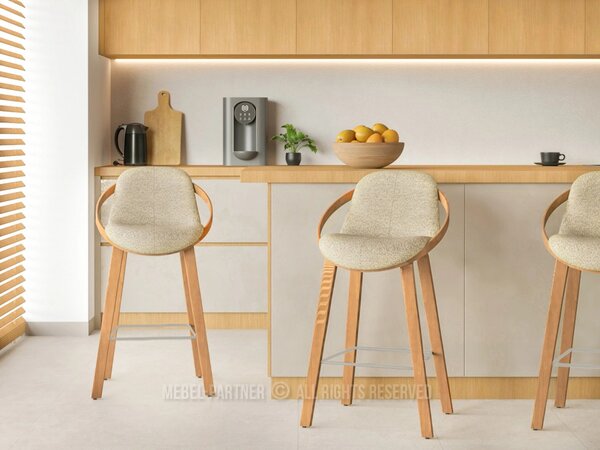 Designová barová židle HODA - dub / béžová