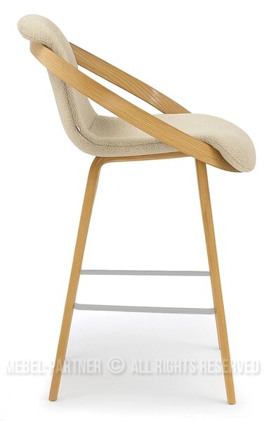 Designová barová židle HODA - dub / béžová