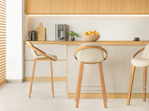Designová barová židle HODA - dub / béžová