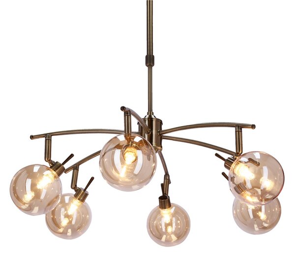 Závěsné bodové svítidlo LENTINI - 6xG9, 40W, patina / jantarové