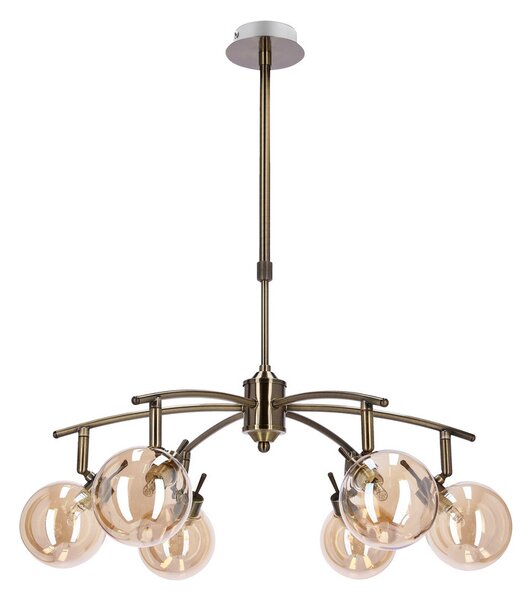 Závěsné bodové svítidlo LENTINI - 6xG9, 40W, patina / jantarové