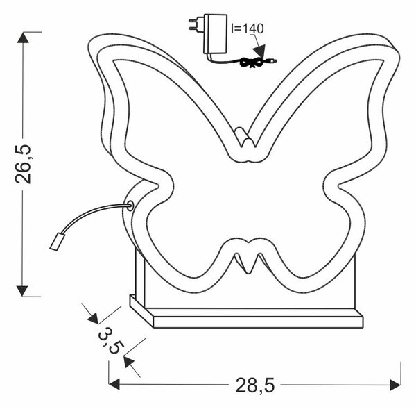 Stolní dětská LED lampička BUTTERFLY - 14W, 3000K (teplá bílá), žlutá