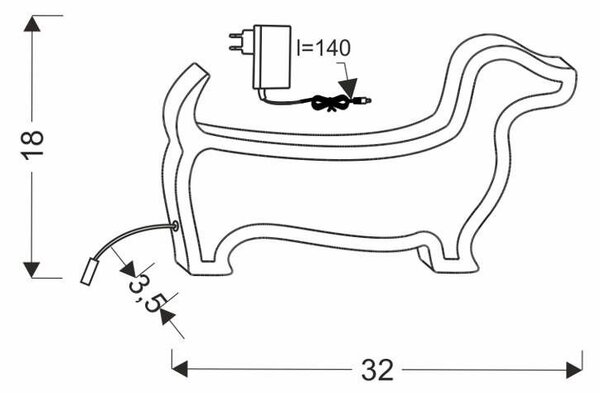 Nástěnné svítidlo do dětského pokoje DOG - 12W, 3000K (teplá bílá), růžové