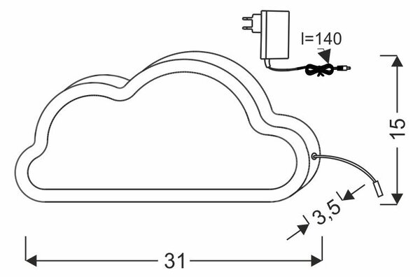Dětská stolní LED lampička CLOUD - 11W, 3000K (teplá bílá), modrá