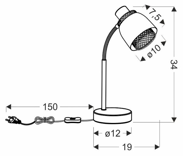 Moderní stolní lampa ALEKSANDRIA - 1xE14, 40W, zlatá / černá