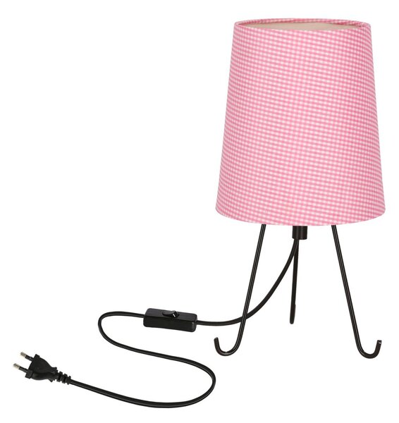 Vzorovaná stolní lampa trojnožka SMALLY - 1xE14, 40W, černá / růžová