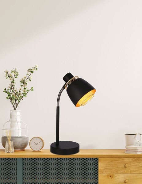 Moderní stolní lampa ALEKSANDRIA - 1xE14, 40W, zlatá / černá