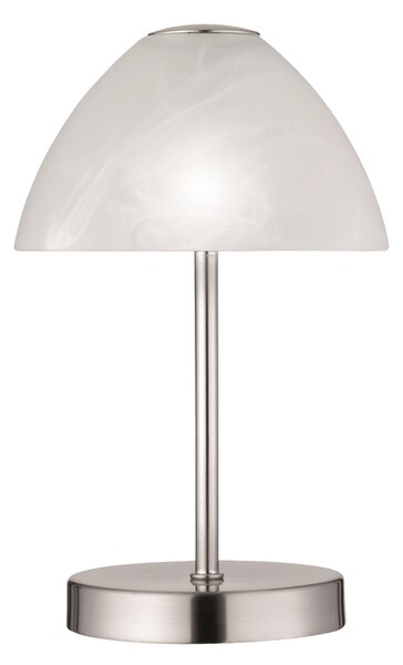 Stolní LED lampa QUEEN matný nikl/alabastrové sklo