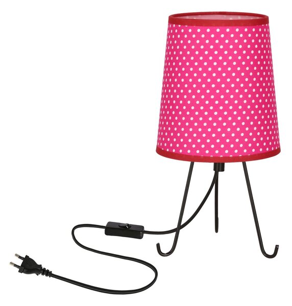 Stolní lampa trojnožka SMALLY - 1xE14, 40W, puntíky / černá / růžová