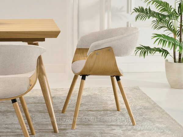 Designová jídelní židle MAITE - dub / béžová