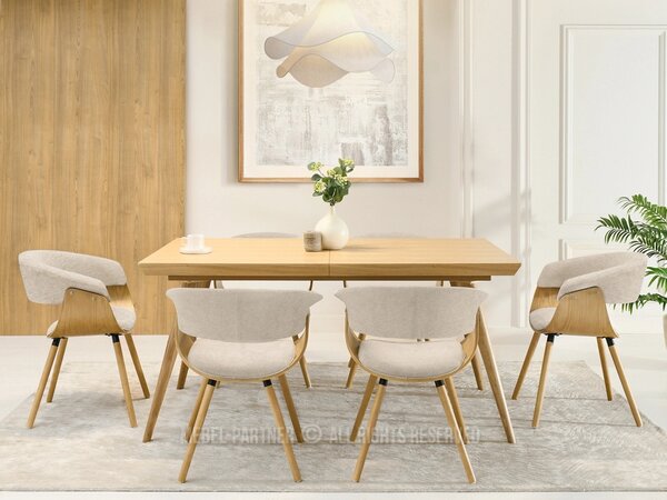 Designová jídelní židle MAITE - dub / béžová