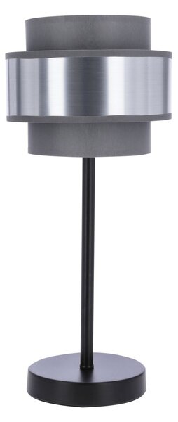 Moderní stolní kulatá lampa HARE - 1xE27, 60W, černá / stříbrná / šedá