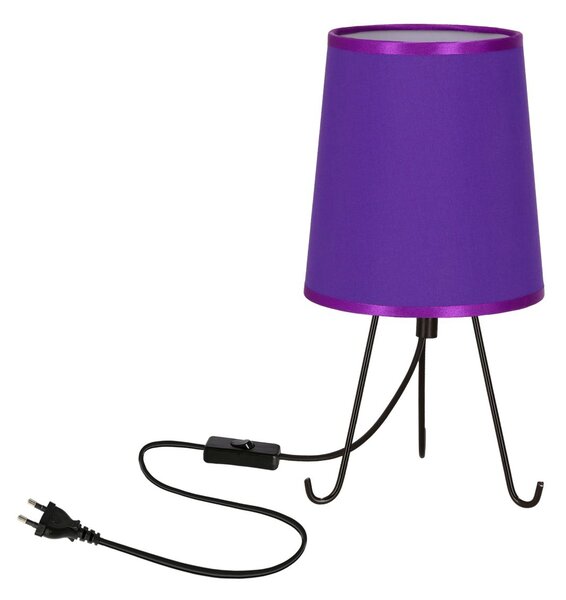 Stolní lampa trojnožka SMALLY - 1xE14, 40W, černá / fialová