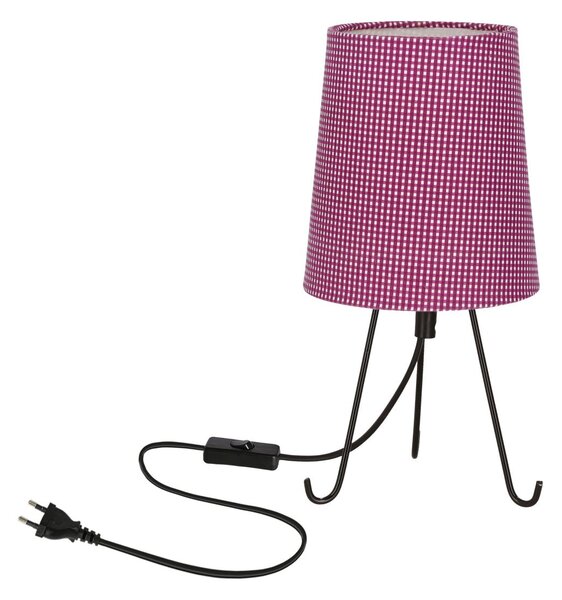 Vzorovaná stolní lampa trojnožka SMALLY - 1xE14, 40W, černá / fialová