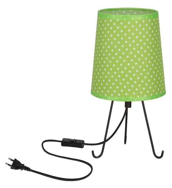 Stolní lampa trojnožka SMALLY - 1xE14, 40W, puntíky / černá / zelená