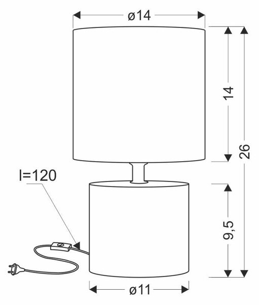 Moderní stolní lampa DINA - 1xE14, 40W, šedá