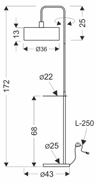 Stojací moderní lampa IMPACT - 1xE27, 40W, černá / zlatá