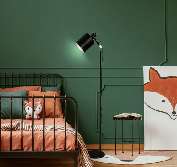 Stojací industriální lampa ZANA - 1xE27, 60W, černá