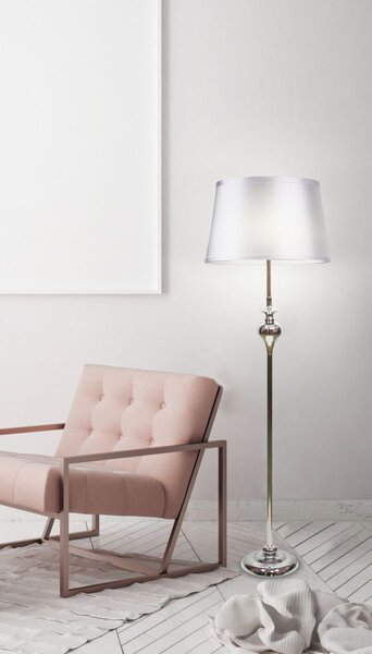 Moderní stojací lampa PRIMA - 1xE27, 60W, chromovaná / stříbrná