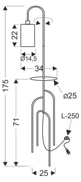 Stojací designová lampa RAVELLO - 1xE14, 40W, černá / zelená