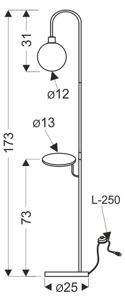 Stojací skandinávská lampa VANITY - 1xG9, 40W, černá / bílá
