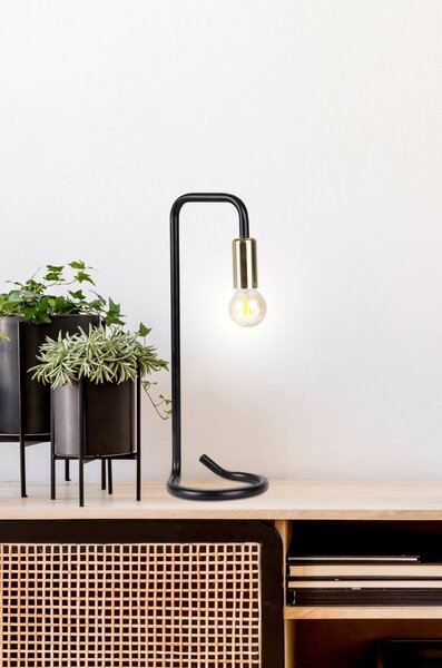 Industriální stolní lampa HERA - 1xE14, 40W, černá / zlatá
