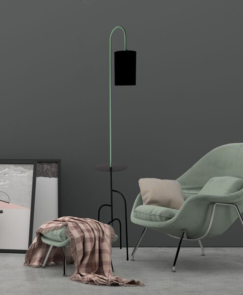 Stojací designová lampa RAVELLO - 1xE14, 40W, černá / zelená