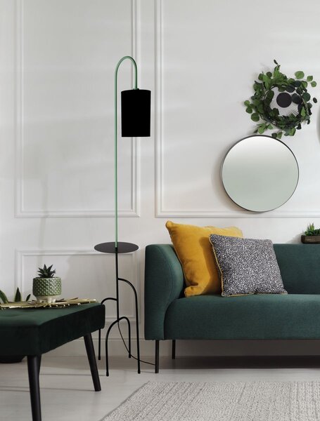 Stojací designová lampa RAVELLO - 1xE14, 40W, černá / zelená