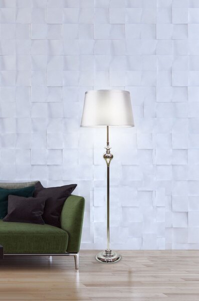 Moderní stojací lampa PRIMA - 1xE27, 60W, chromovaná / stříbrná