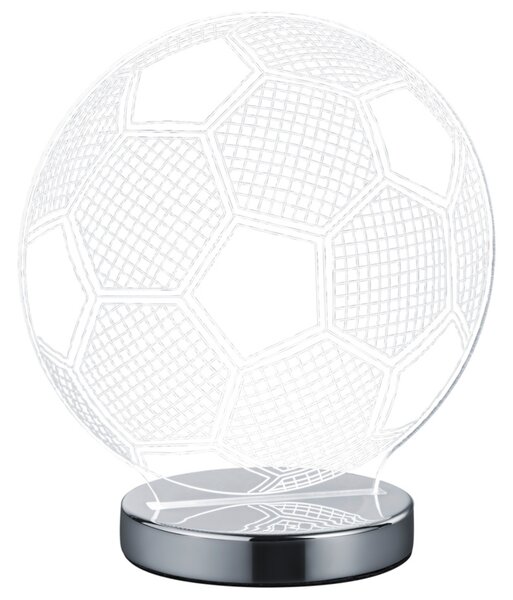 Stolní 3D LED lampa JUGI chrom, fotbalový míč