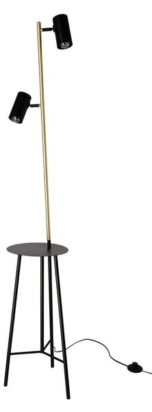 Designová podlahová lampa PERRET - 2xGU10, 15W, černá / zlatá